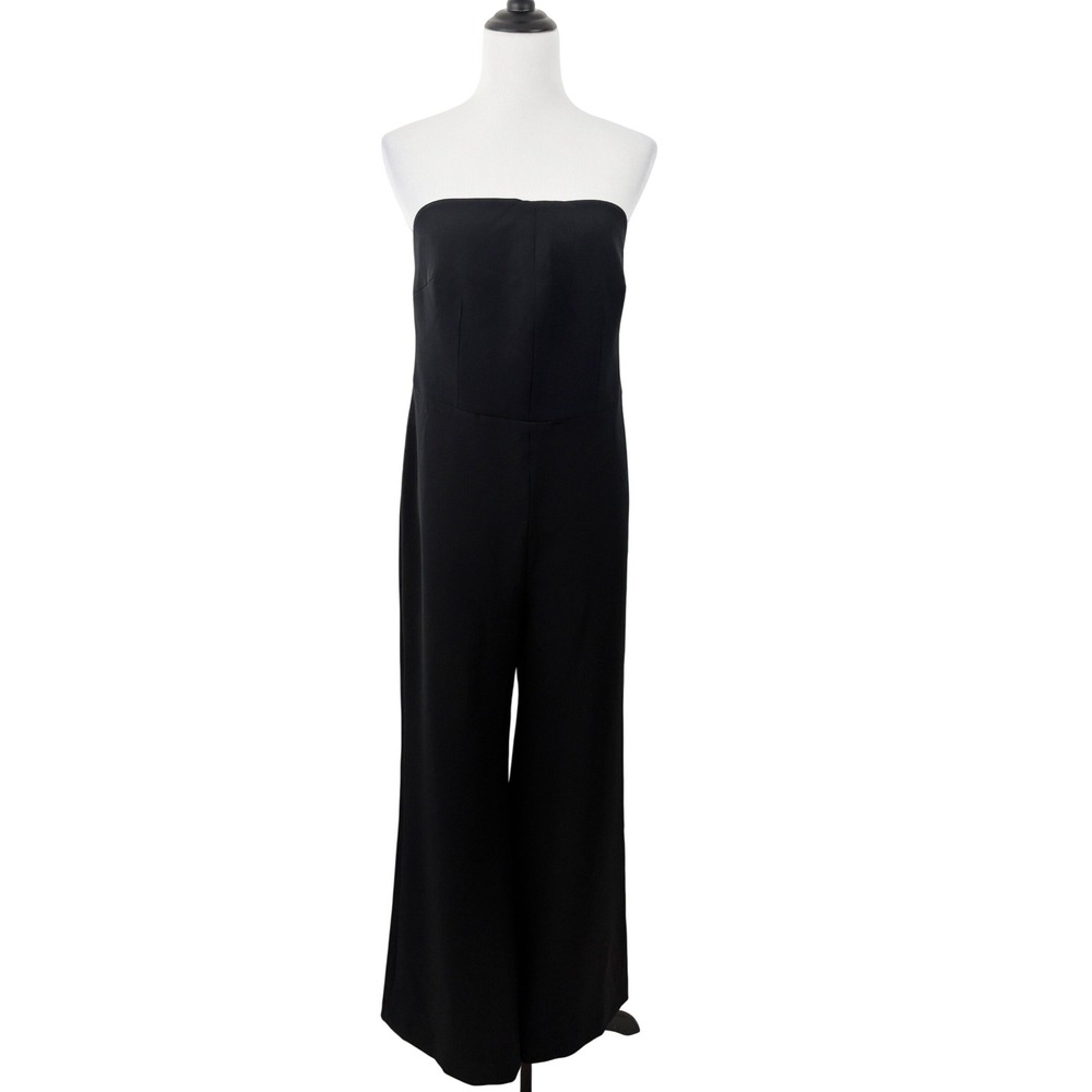 Safiyaa Black Strapless Wide Leg Jumpsuit Size 14 Evening Formal Neutral Classic